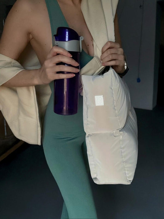 TOUF Large Puffer Çanta – Fildişi