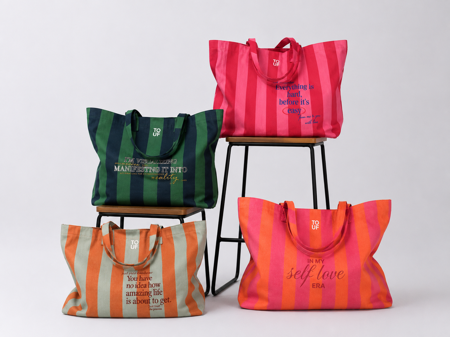 Pink Striped Tote