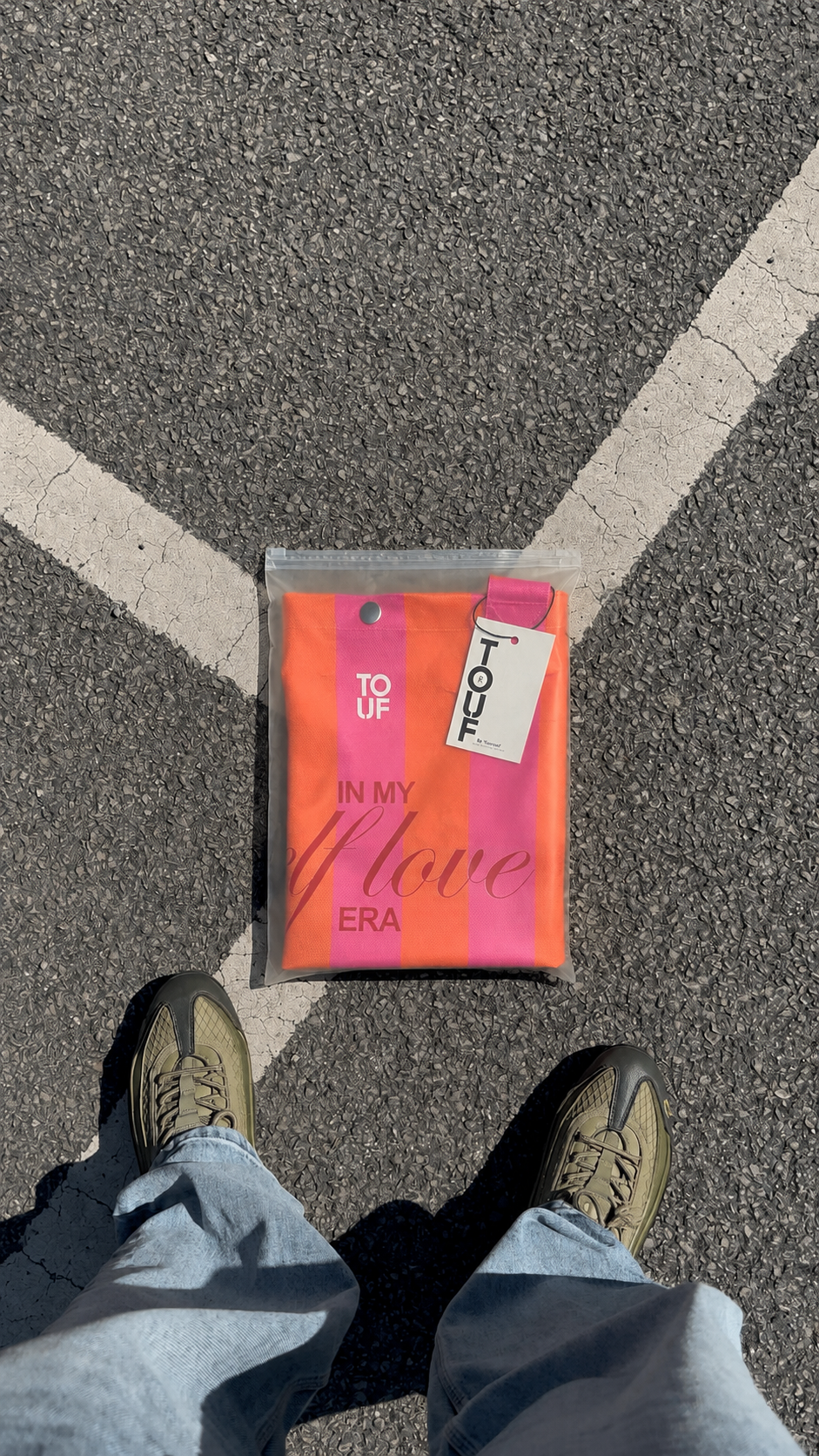 Coral Striped Tote
